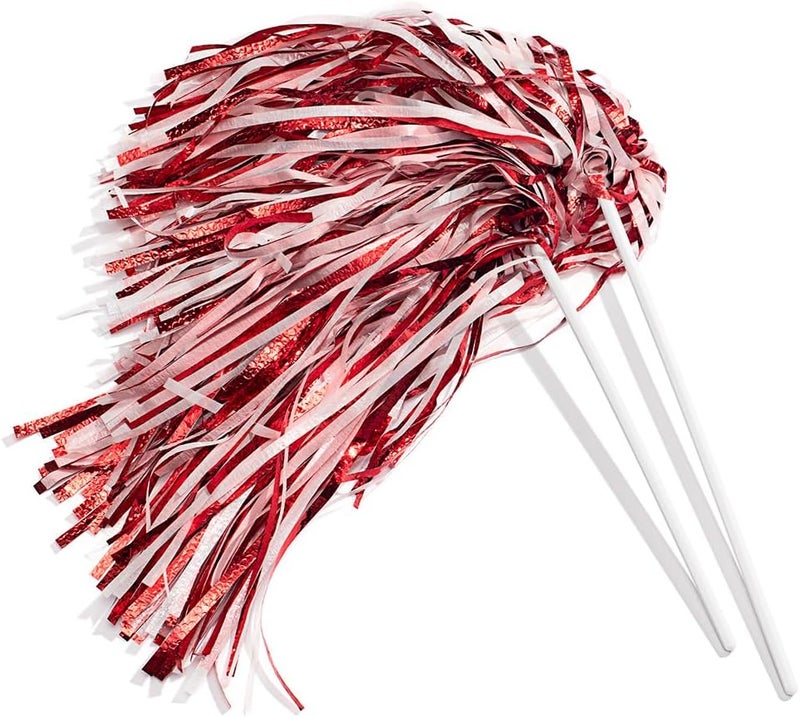 Anderson's Metallic Foil Textured School Spirit Shakers, Cheerleader Pom Poms, Football, Basketball, Homecoming Squad, Team, Party, Dance, Club, Performance, Fan Celebration Pack of 10 - Image 1